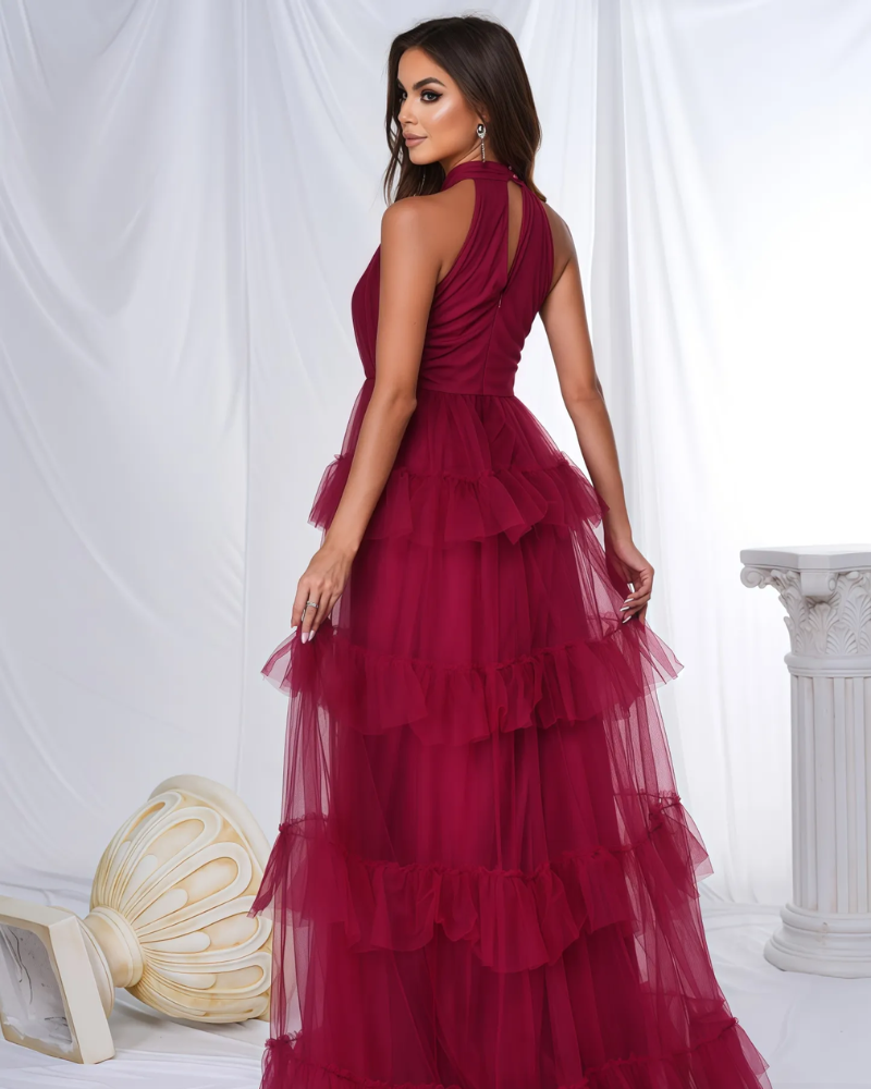 MAISON AURELIE | ROBE DOS NU EN MAILLE À VOLANTS