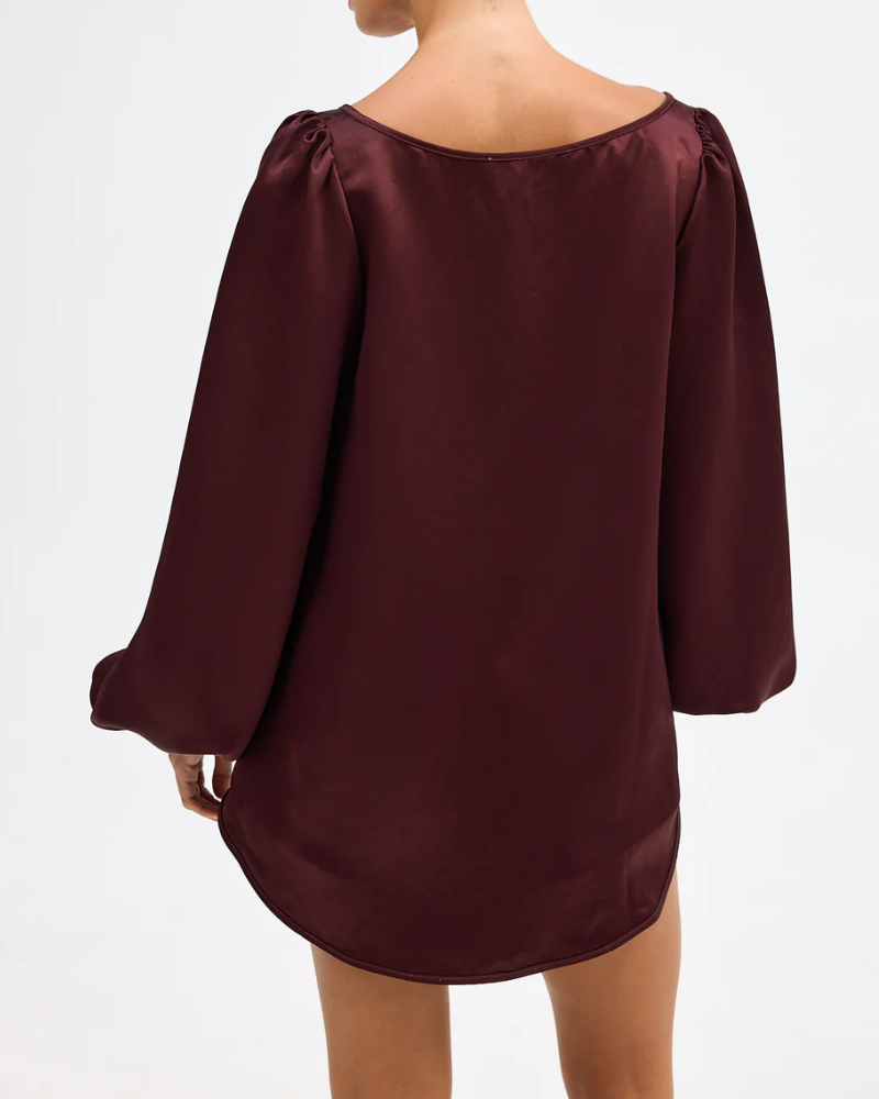 SOLENE | DRAPED BALLOON-SLEEVE BLOUSE
