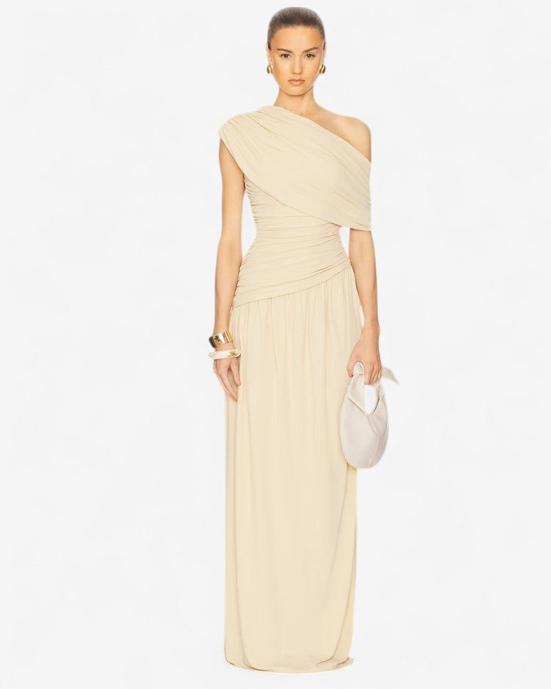 MARELLA | ONE-SHOULDER DRAPE DRESS
