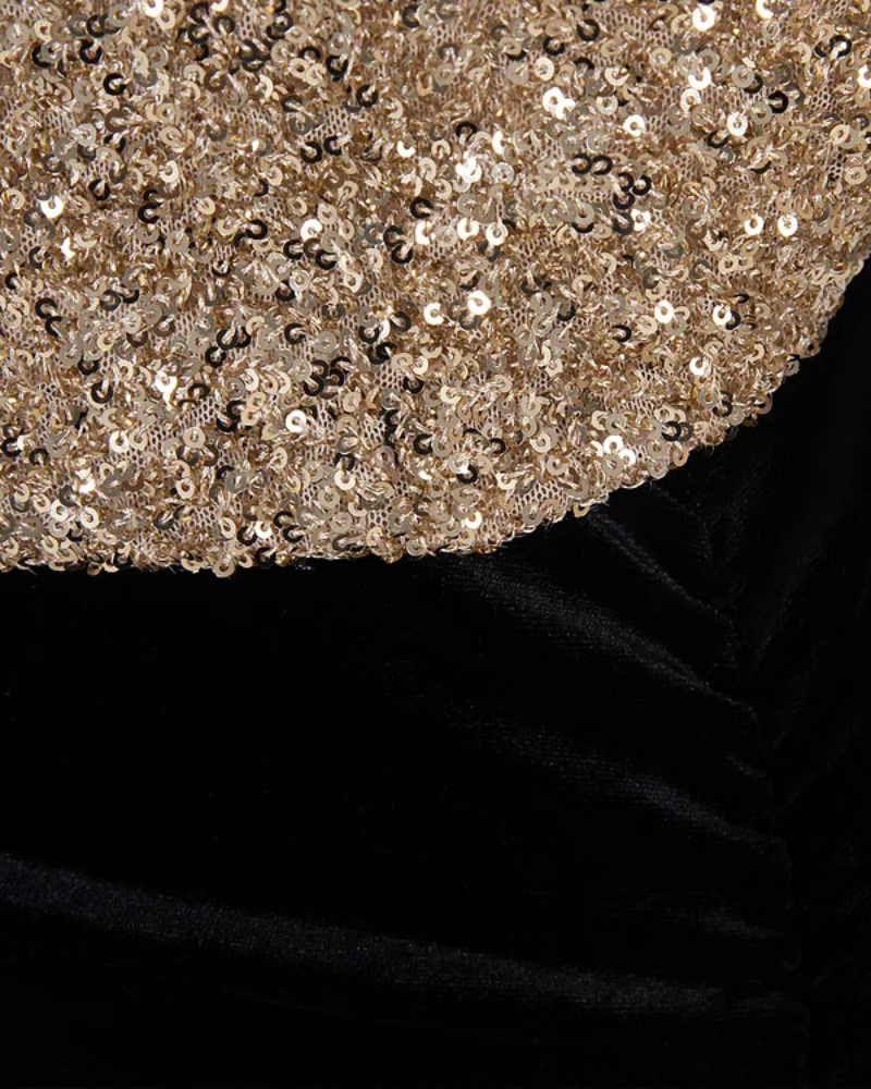VELVINA | SEQUINED VELVET MAXI DRESS