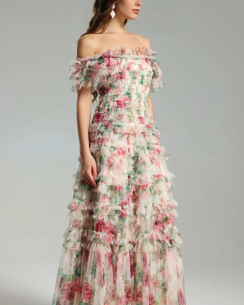AMELINDA FLEUR | OFF-SHOULDER TIERED DRESS