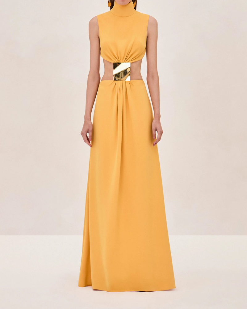 VIVELEI | METALLIC WAIST PANEL DRESS