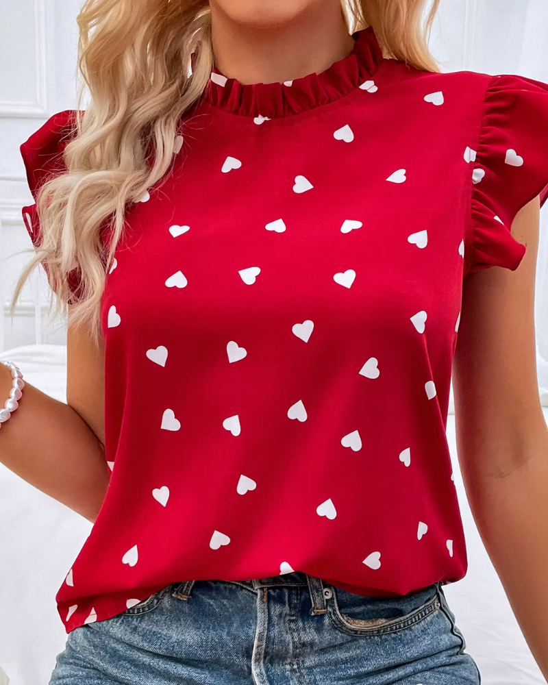 FLORELLE | HEARTY FRILL NECK TOP