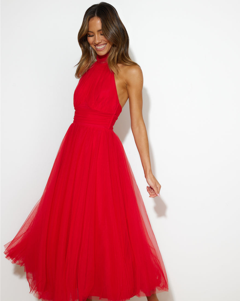 LOVENAIRE | TULLE HALTER DRESS