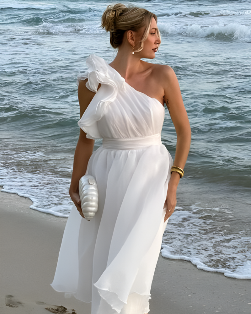 SOLENZA | WAVE-EDGED MIDI DRESS