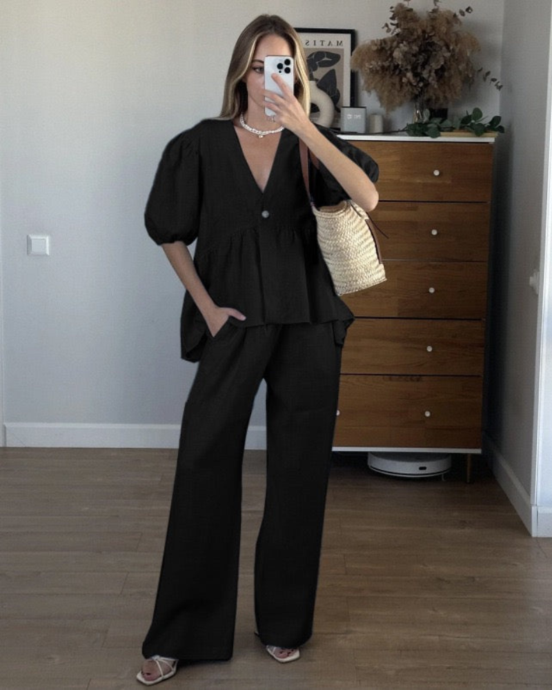 SERENIÈRE | PUFF-SLEEVE LINEN SET