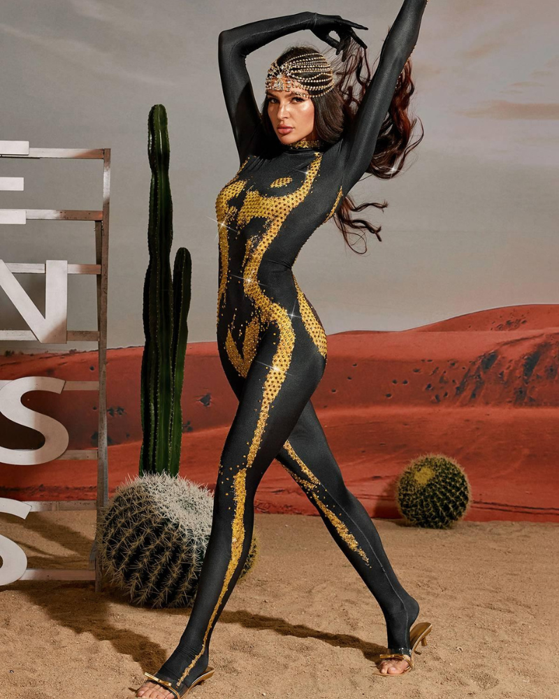 RADEYA | BODY-ILLUSION GOLD JUMPSUIT