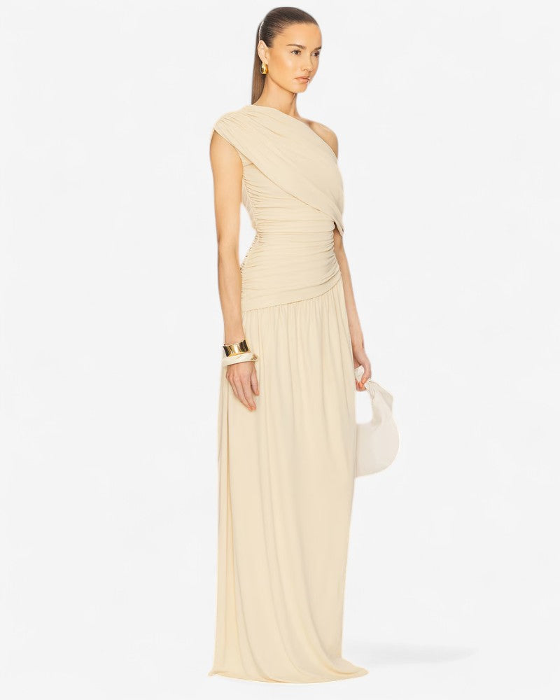MARELLA | ONE-SHOULDER DRAPE DRESS