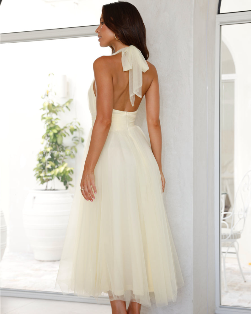 LOVENAIRE | TULLE HALTER DRESS