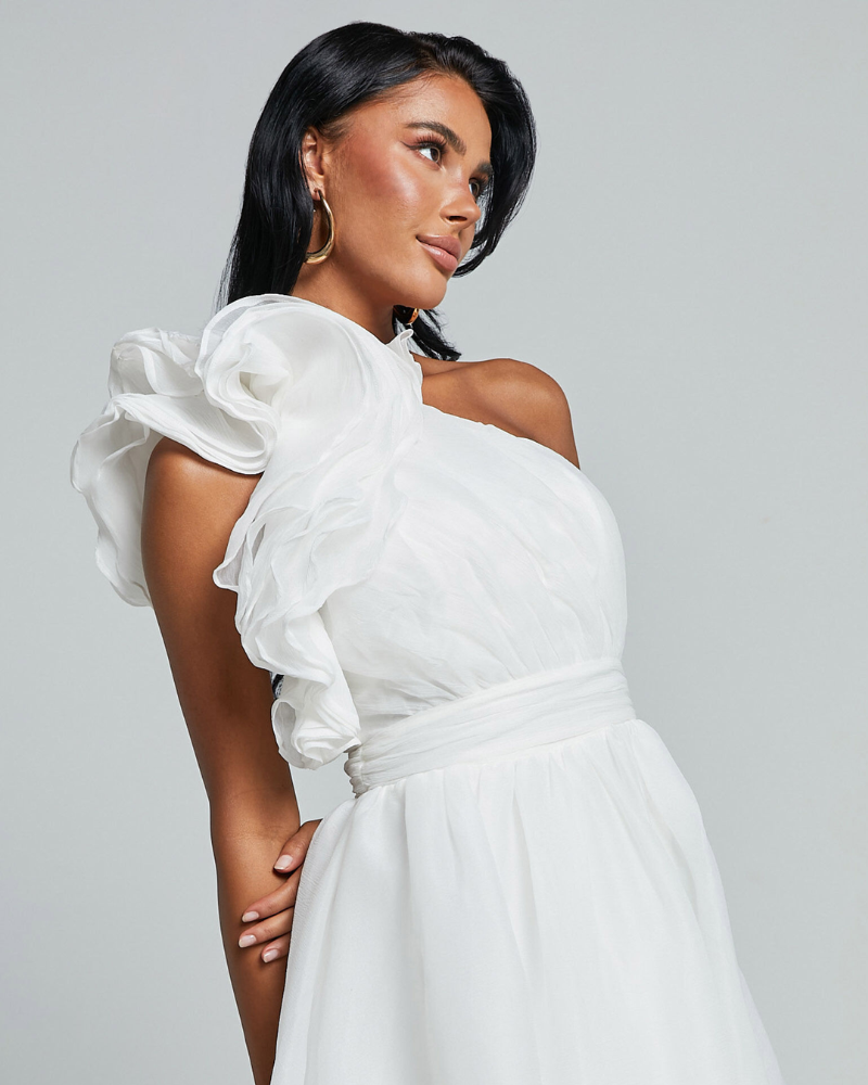 SOLENZA | ROBE MIDI À BORDS ONDULÉS