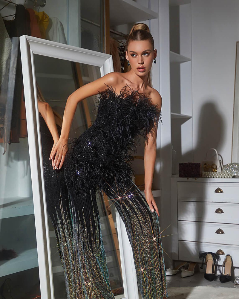 VERA NOIR | COMBINAISON À FLEURS DE PLUMES