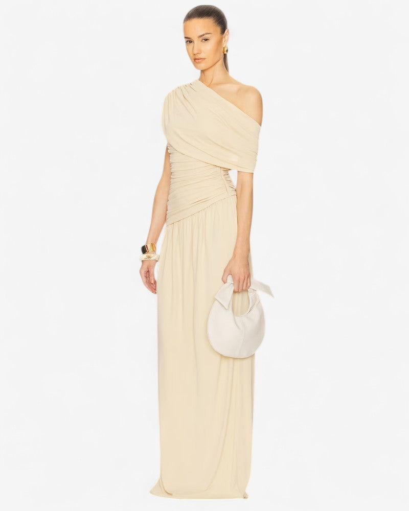 MARELLA | ONE-SHOULDER DRAPE DRESS