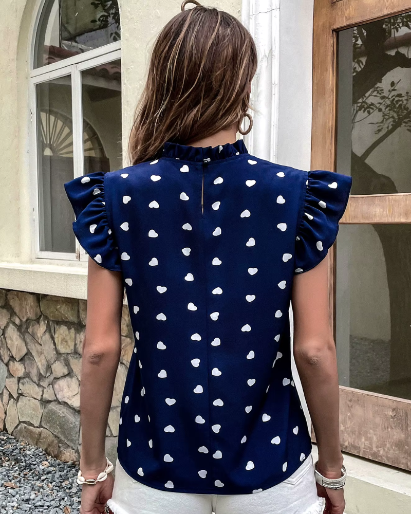 FLORELLE | HEARTY FRILL NECK TOP