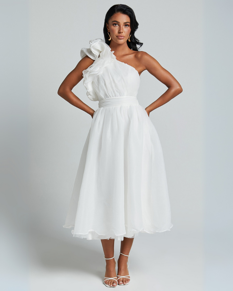 SOLENZA | ROBE MIDI À BORDS ONDULÉS