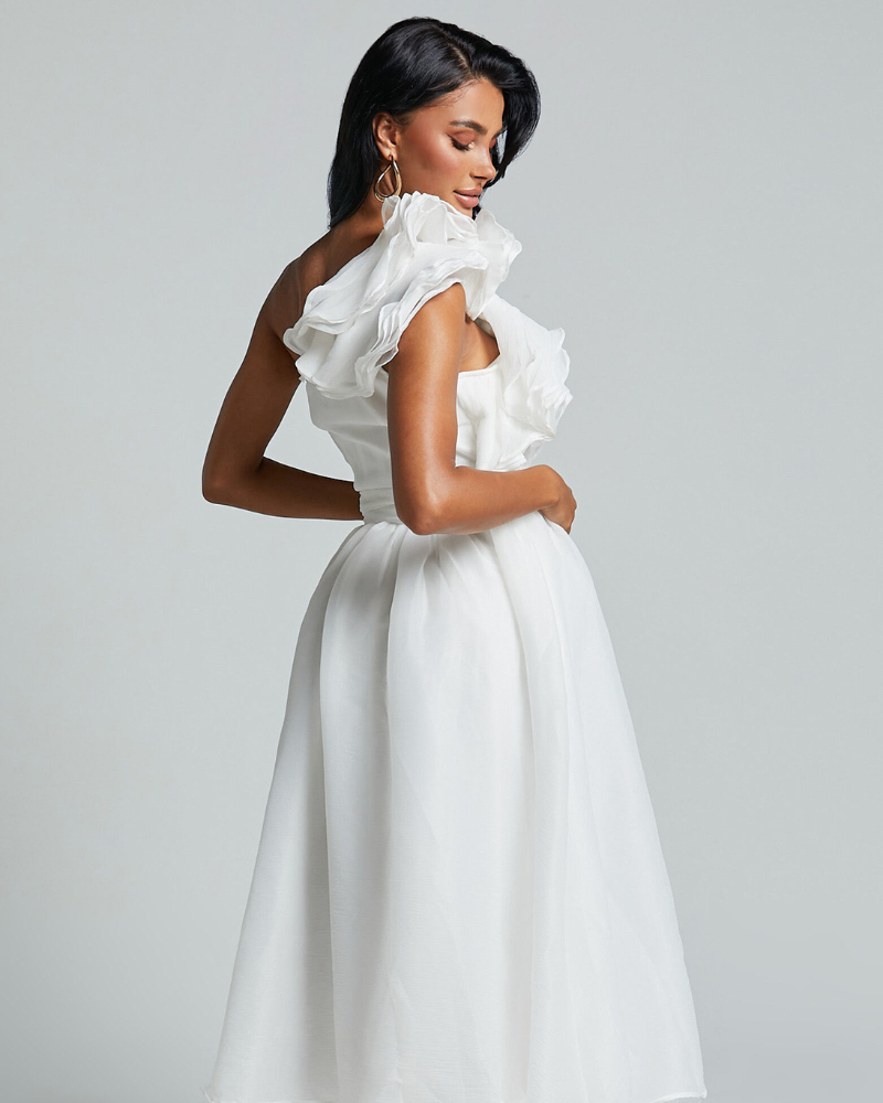 SOLENZA | ROBE MIDI À BORDS ONDULÉS