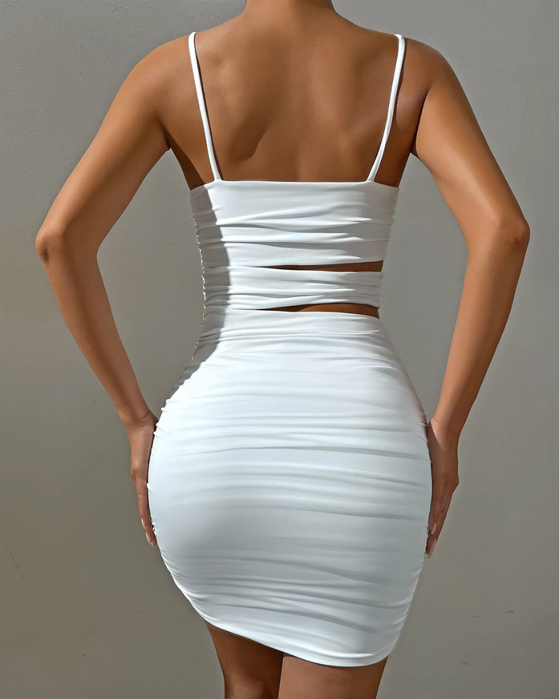 NOIR LUNE | SIDE-RUCHED CUTOUT DRESS