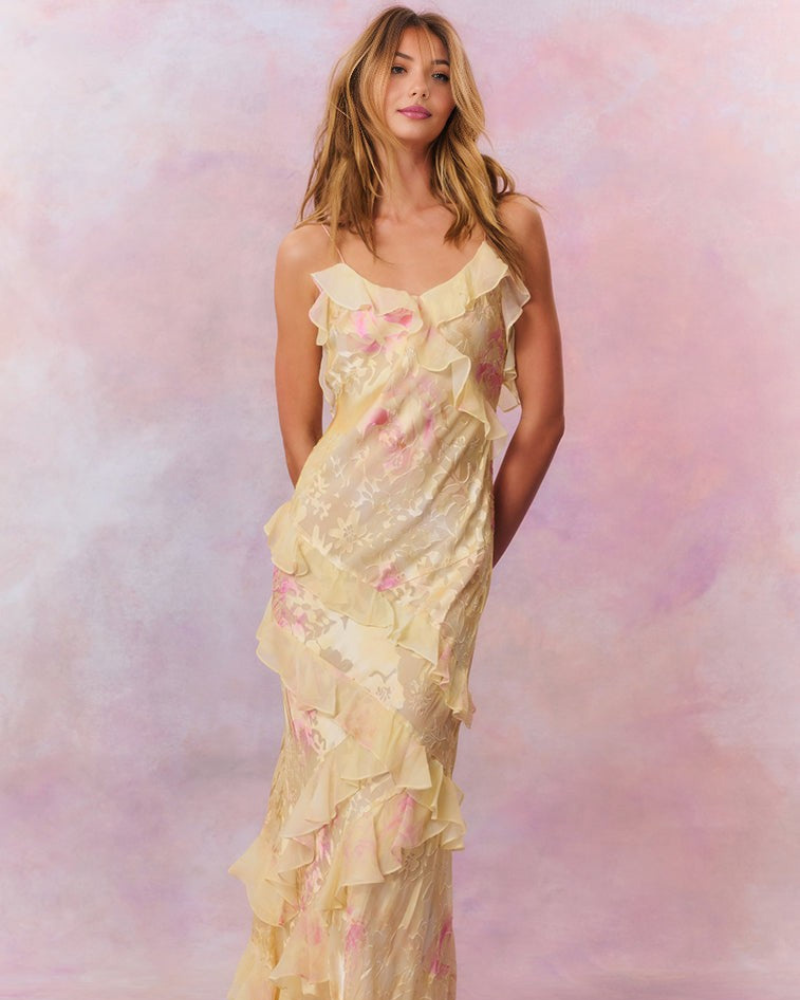 ISALORA | CASCADING RUFFLE DRESS