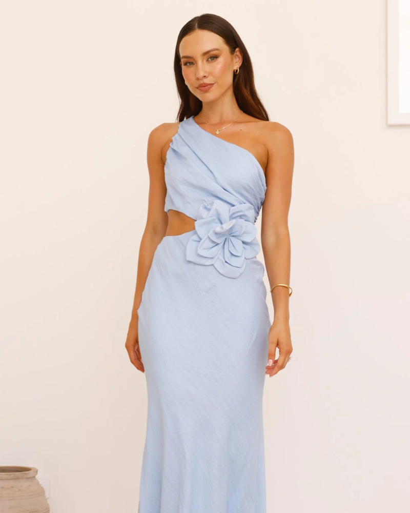 AURELLE | 3D FLORAL ONE-SHOULDER DRESS