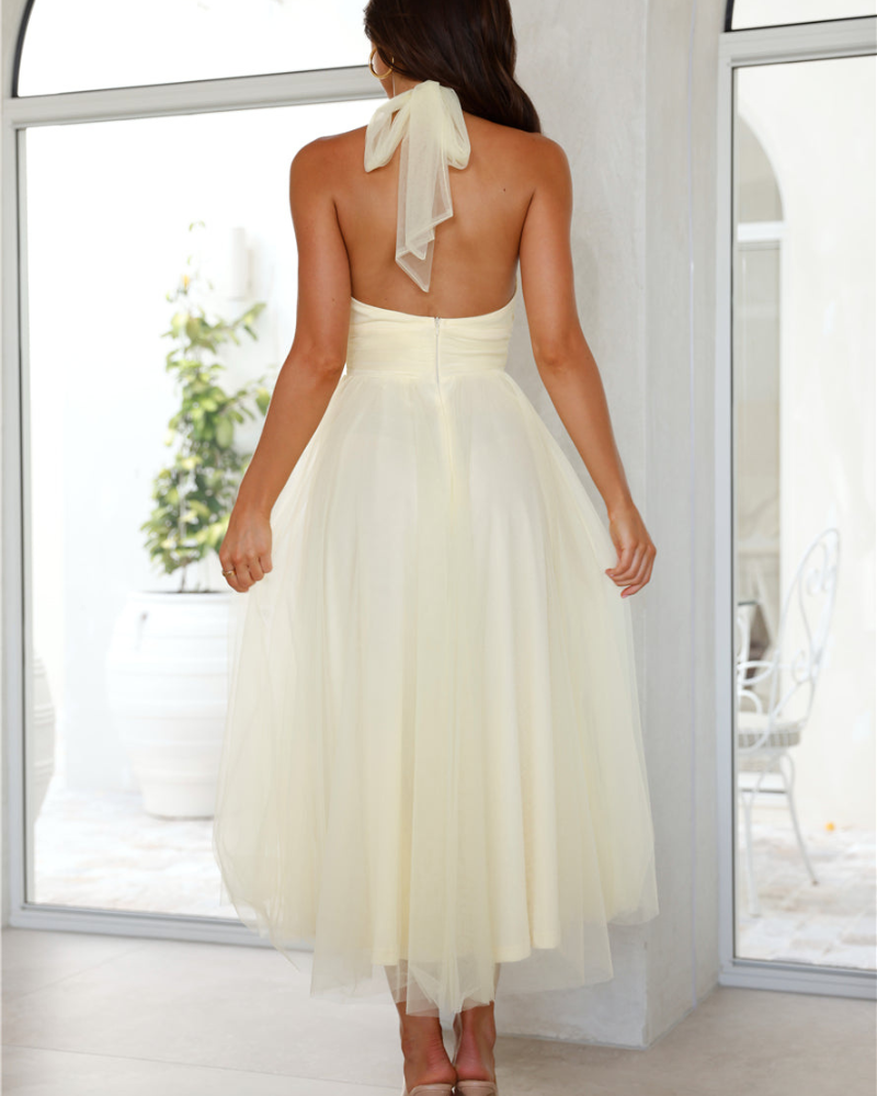 LOVENAIRE | TULLE HALTER DRESS