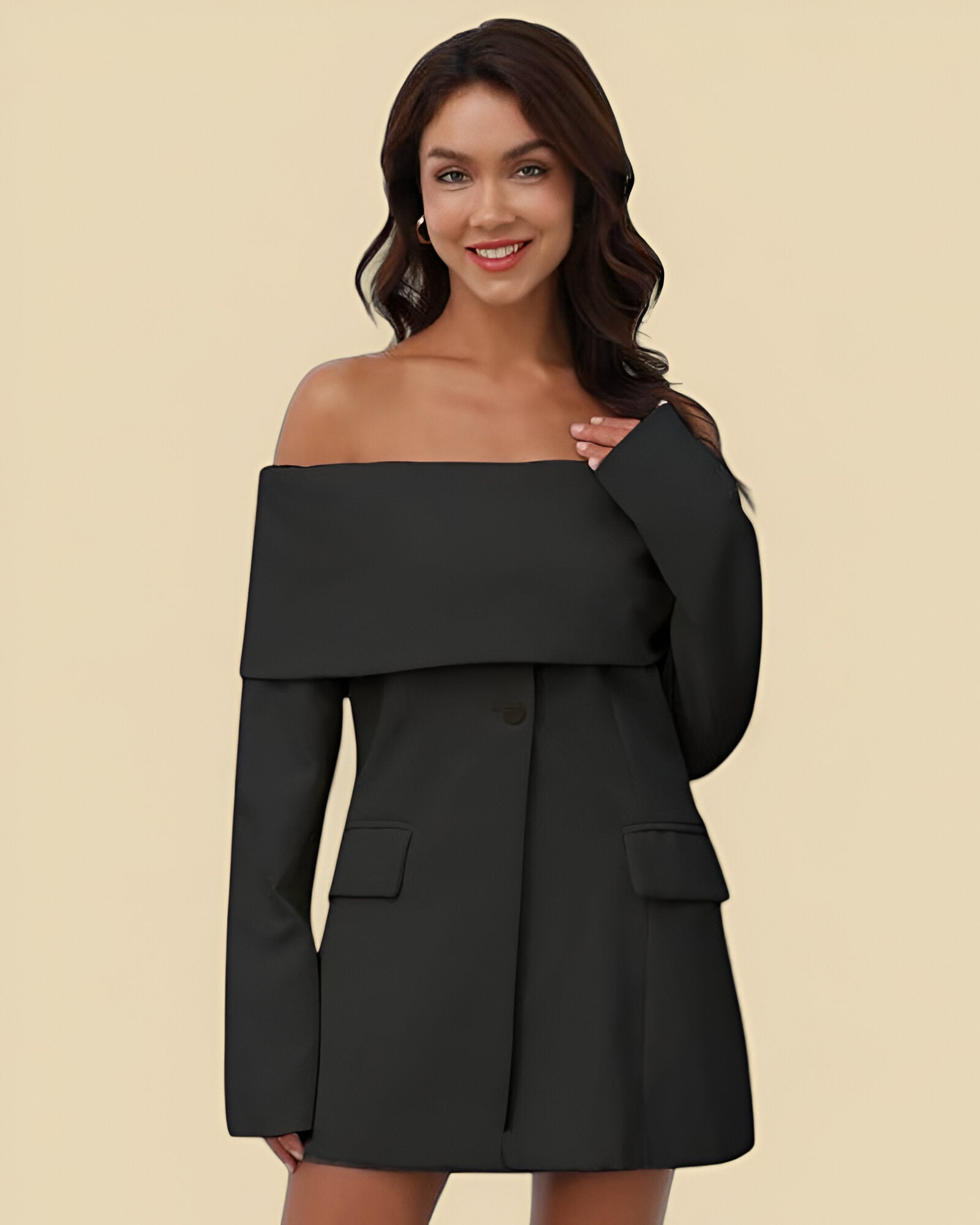 LEONORÉ | FOLDED OFF-SHOULDER BLAZER