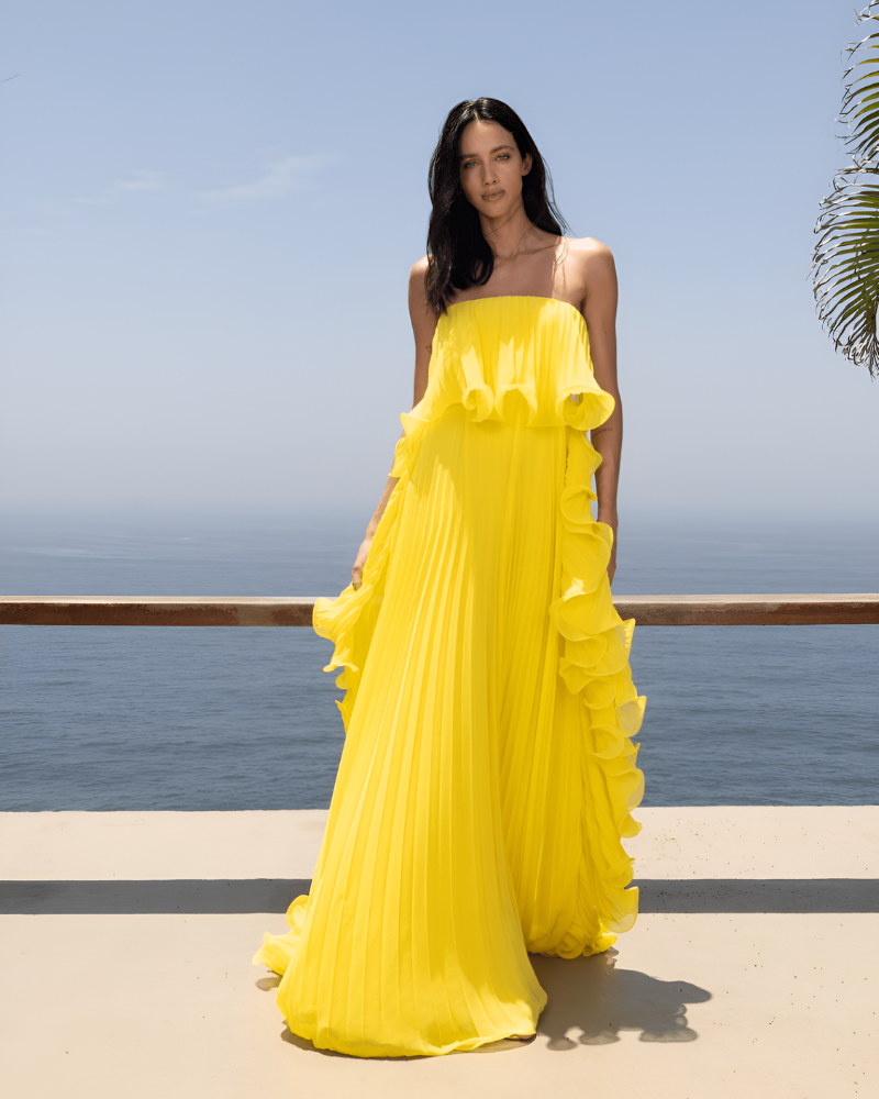 SOLENA | STRAPLESS CASCADE DRESS