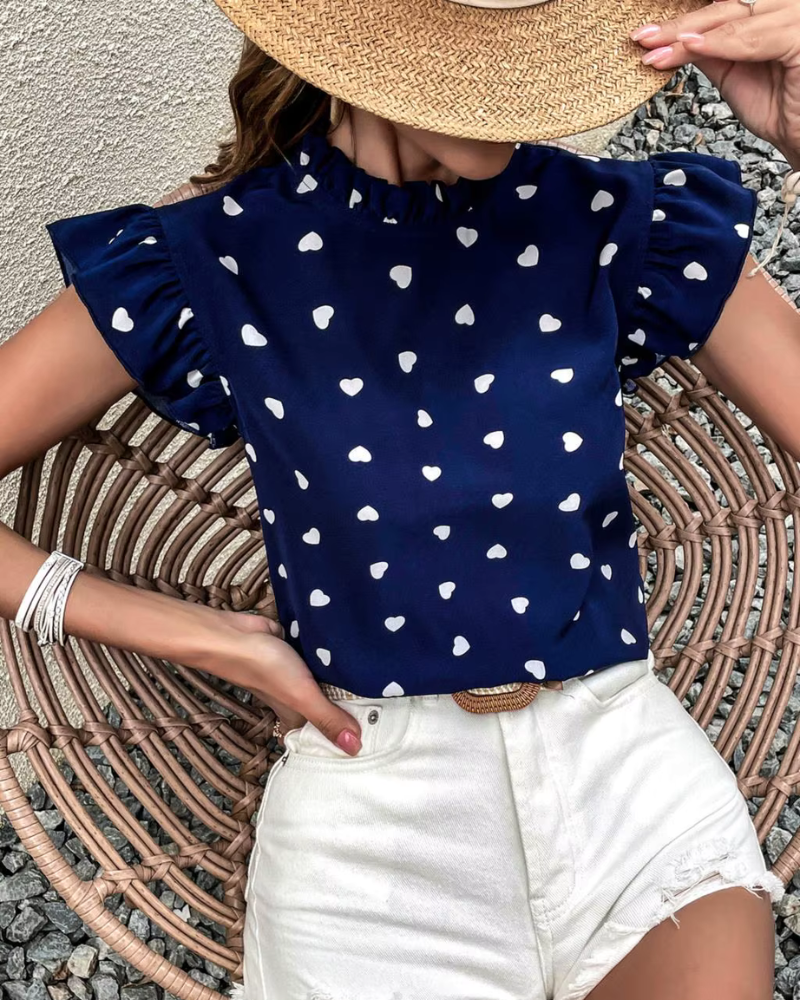 FLORELLE | HEARTY FRILL NECK TOP