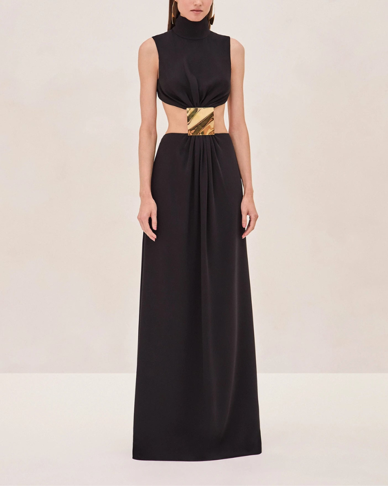 VIVELEI | METALLIC WAIST PANEL DRESS