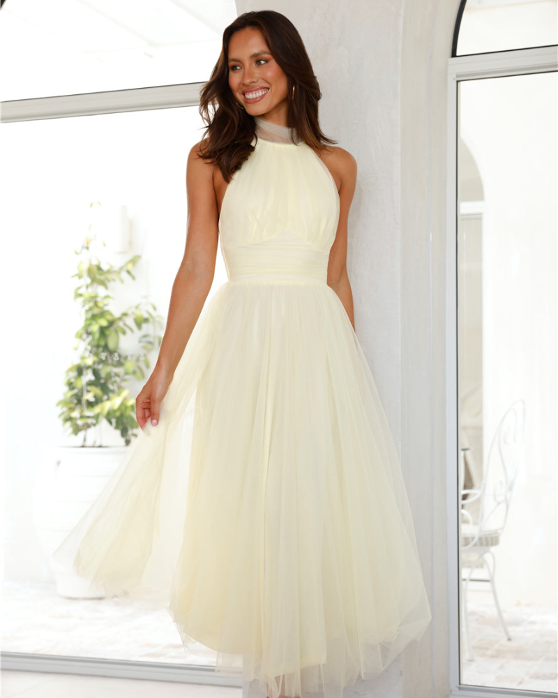 LOVENAIRE | TULLE HALTER DRESS