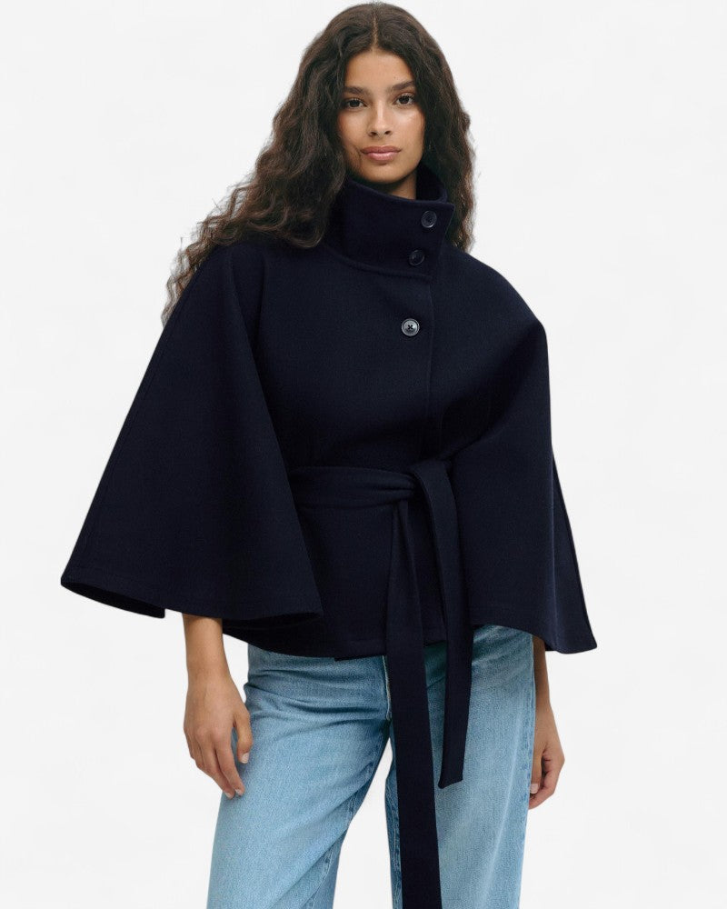 VALRENE | VESTE CAPE CEINTURÉE