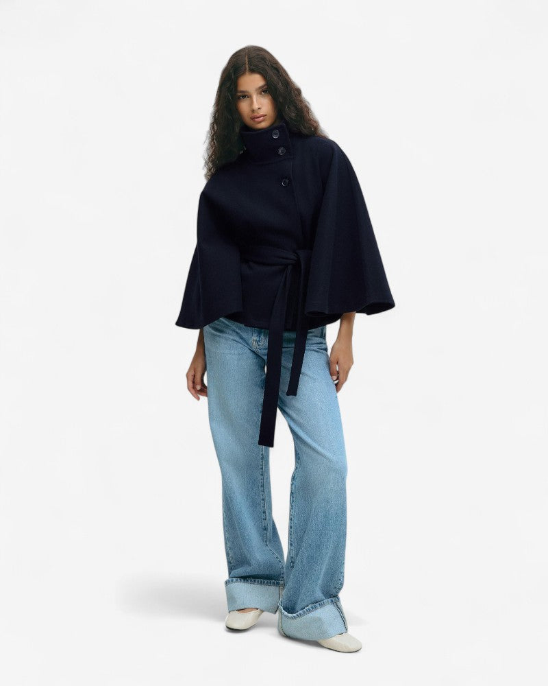 VALRENE | VESTE CAPE CEINTURÉE