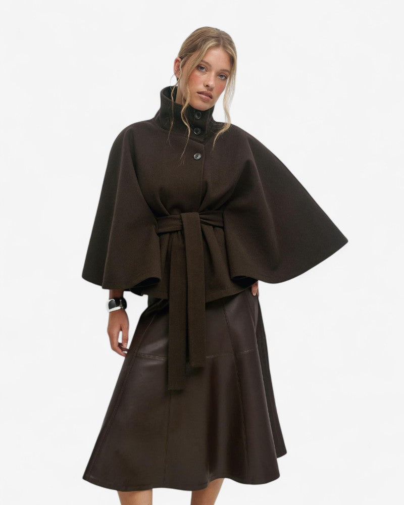 VALRENE | VESTE CAPE CEINTURÉE