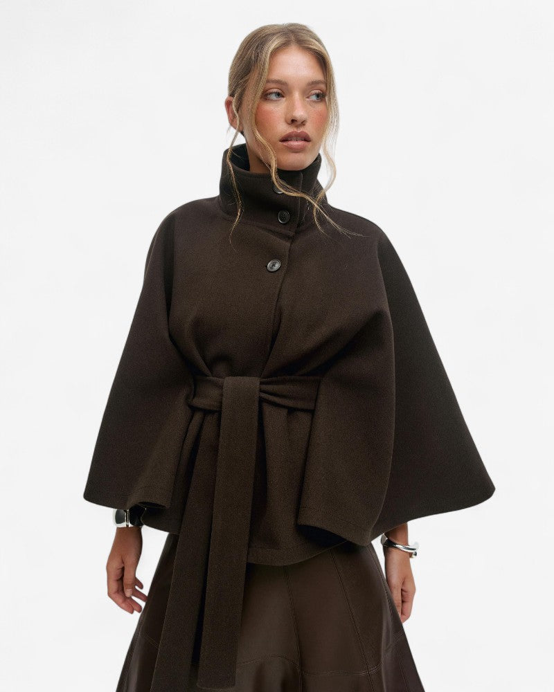 VALRENE | VESTE CAPE CEINTURÉE