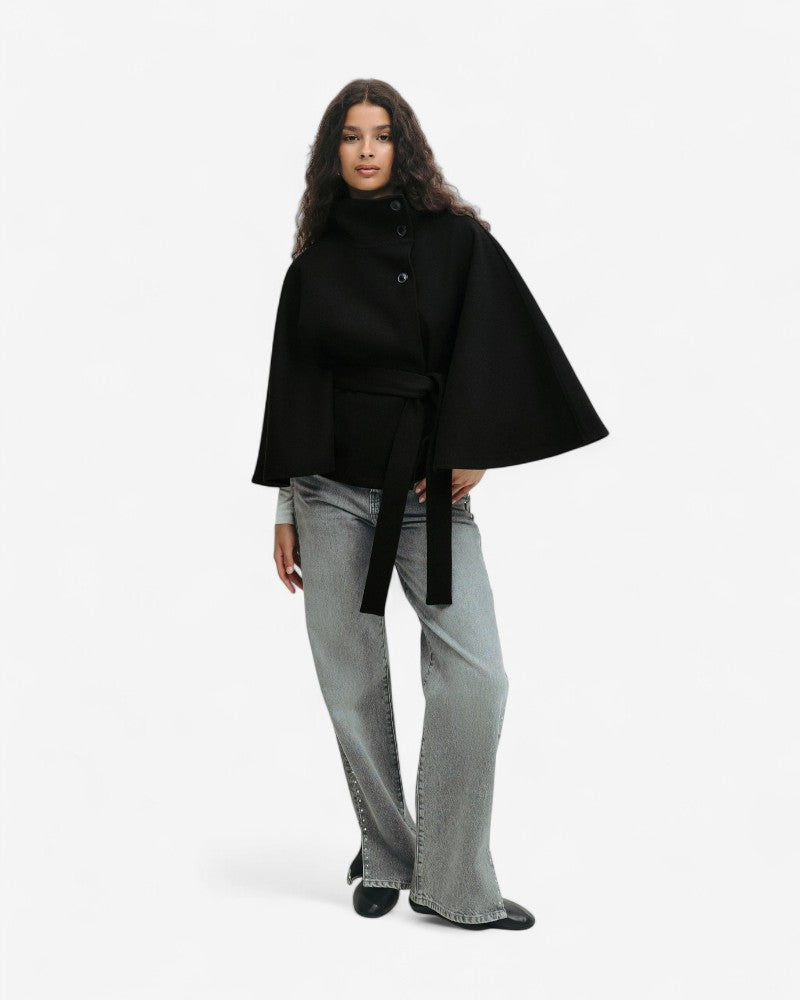 VALRENE | VESTE CAPE CEINTURÉE