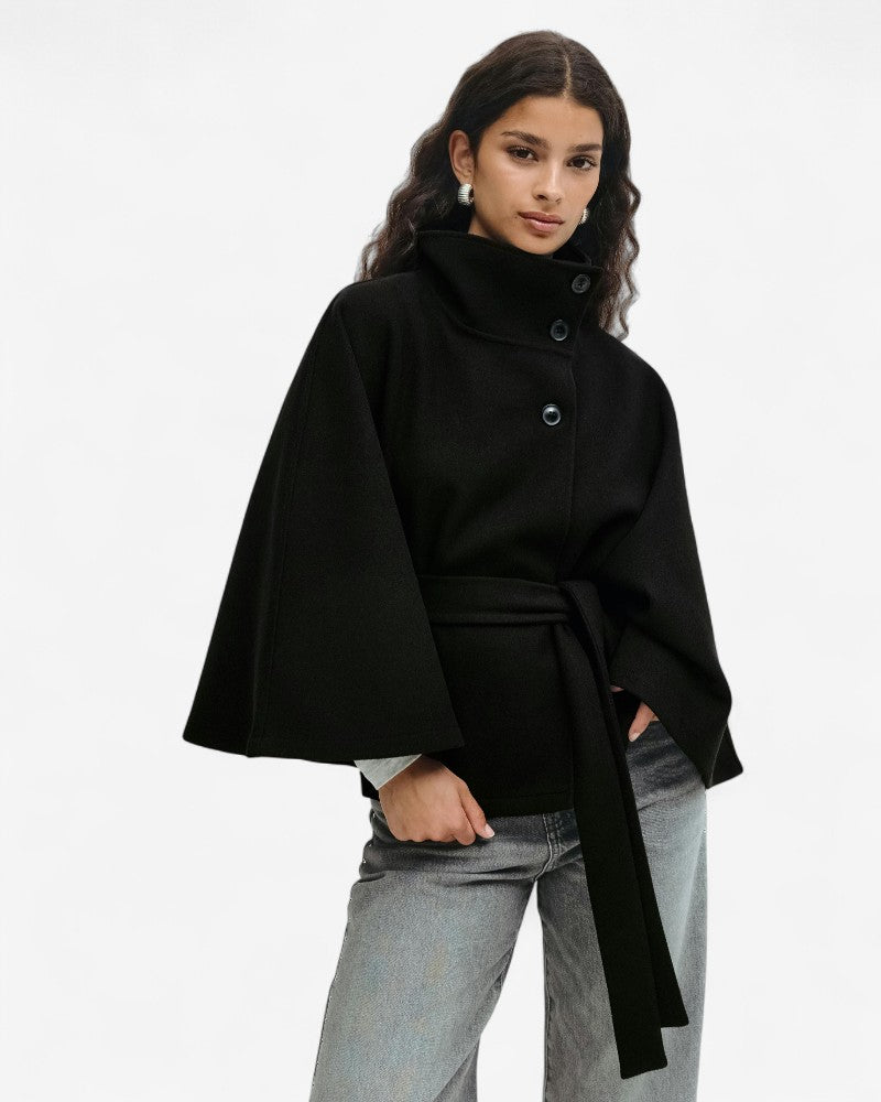 VALRENE | VESTE CAPE CEINTURÉE