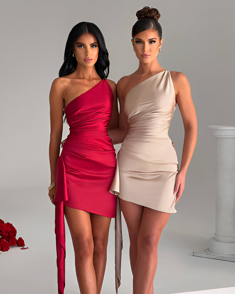 VIRELLE NOIR | ONE-SHOULDER MINI DRESS