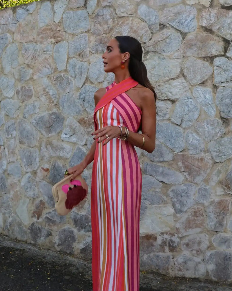 ISANNA | HALTER CROSS-NECK DRESS