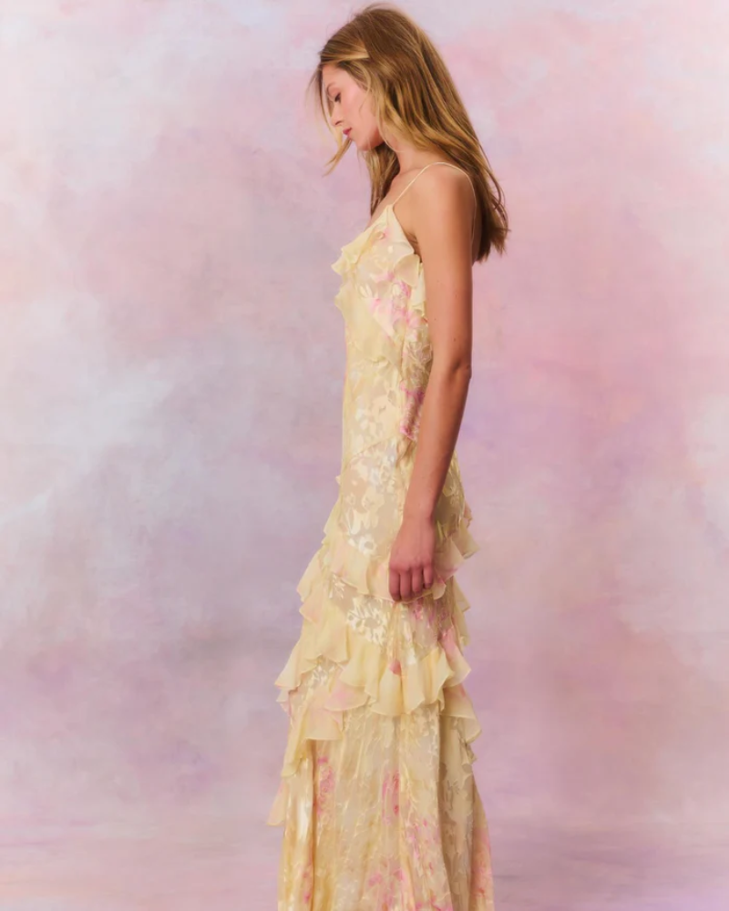 ISALORA | CASCADING RUFFLE DRESS