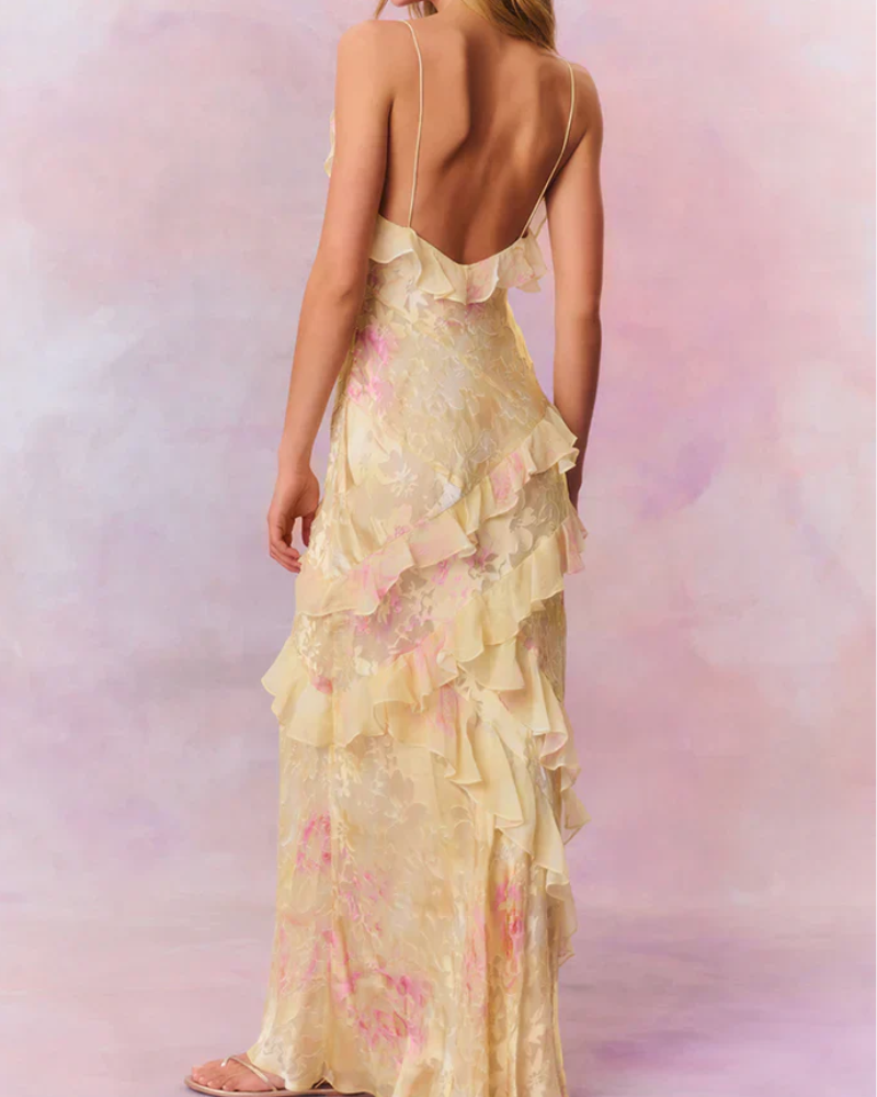 ISALORA | CASCADING RUFFLE DRESS