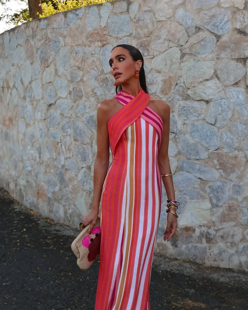 ISANNA | HALTER CROSS-NECK DRESS