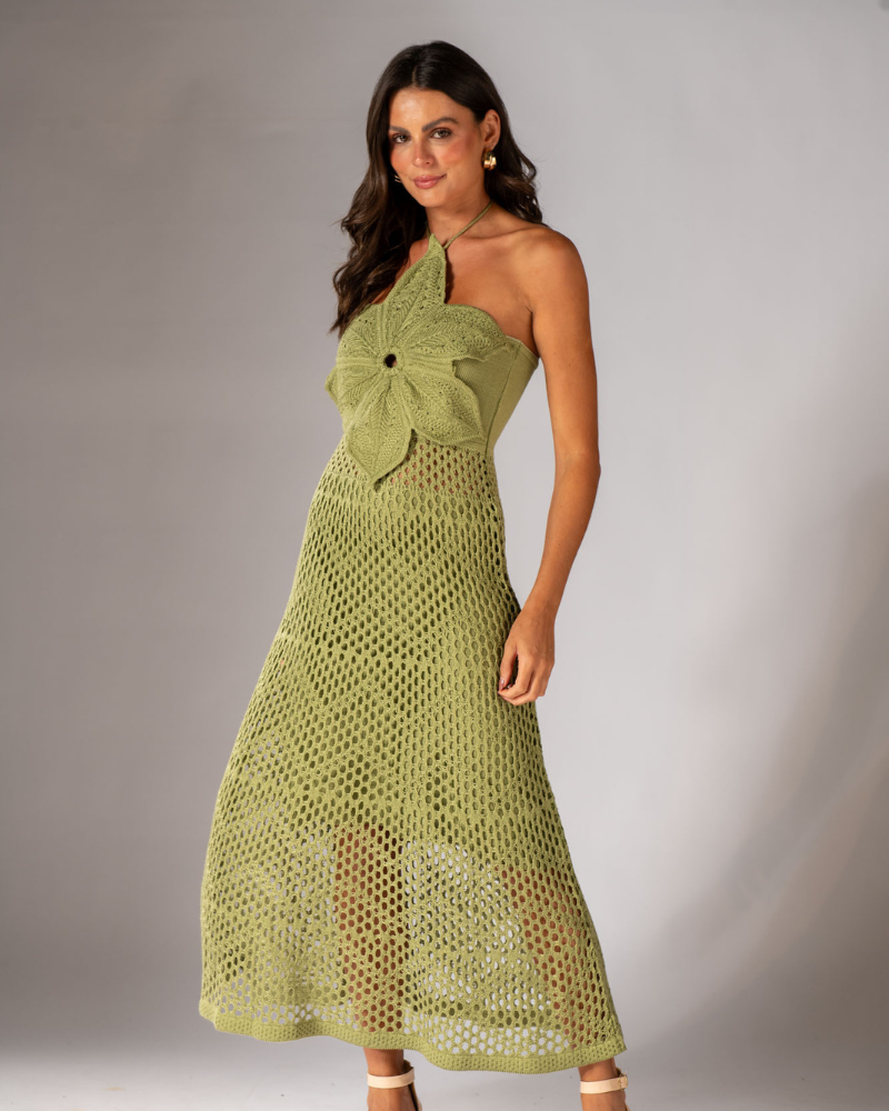 AZZURINA | CROCHET BLOOM HALTER DRESS