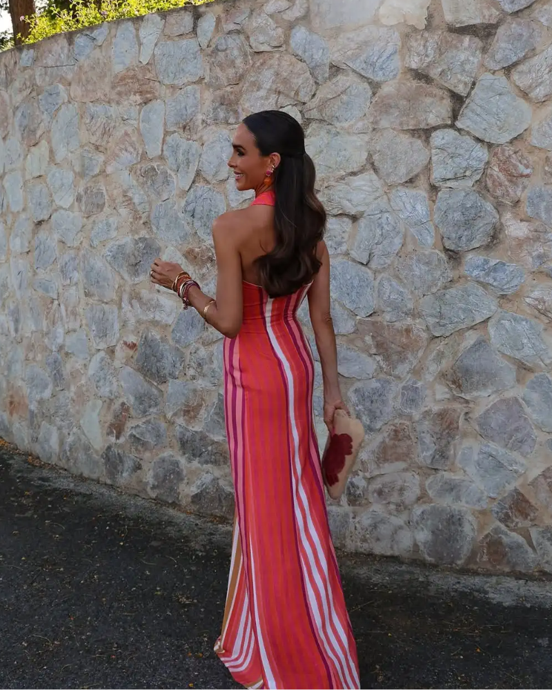 ISANNA | HALTER CROSS-NECK DRESS