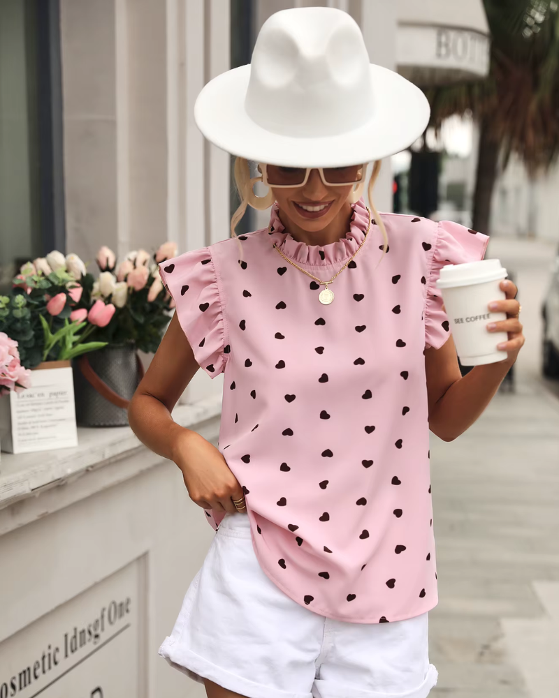 FLORELLE | HEARTY FRILL NECK TOP