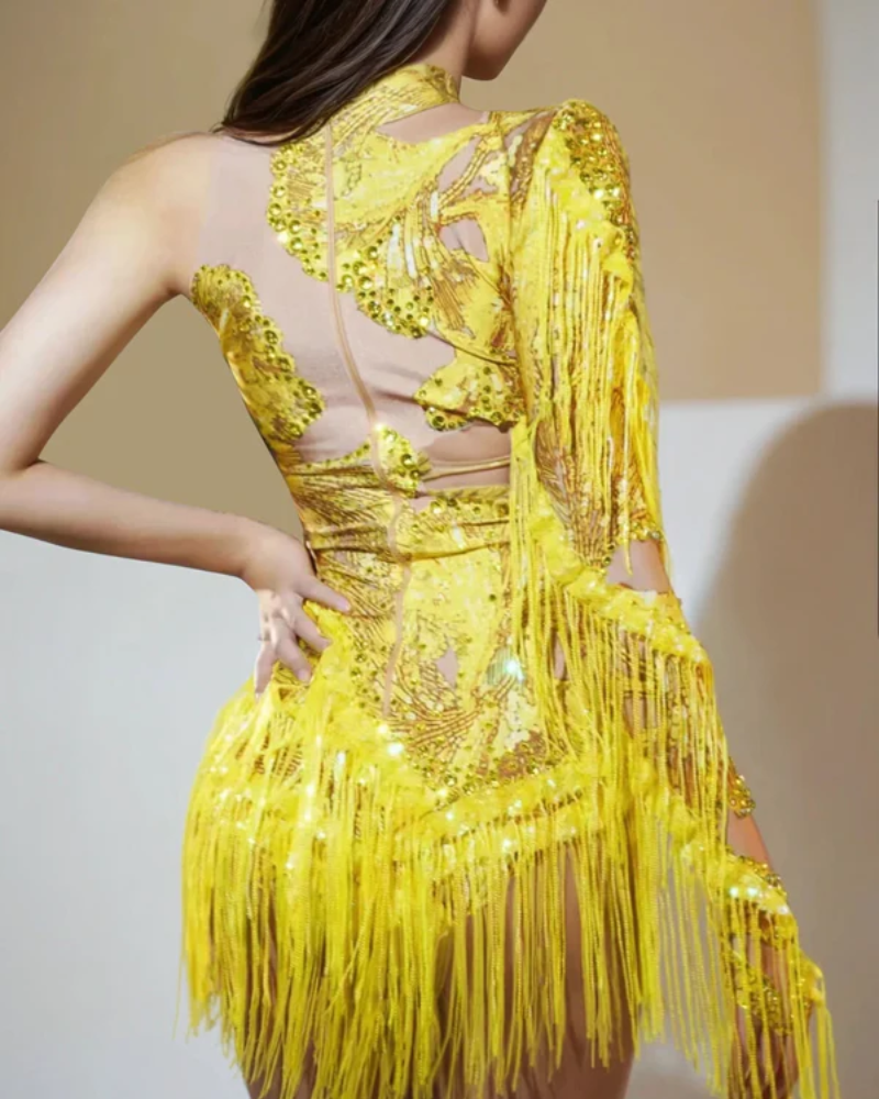 AZURÉA | BODY À FRANGES EN STRASS