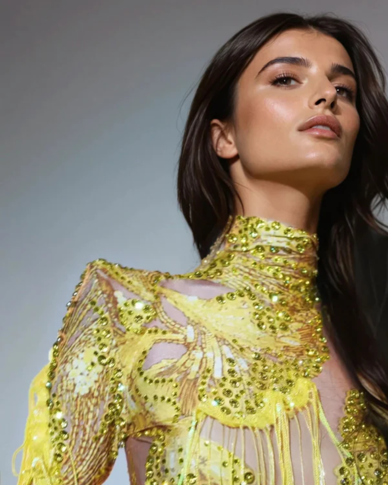 AZURÉA | BODY À FRANGES EN STRASS