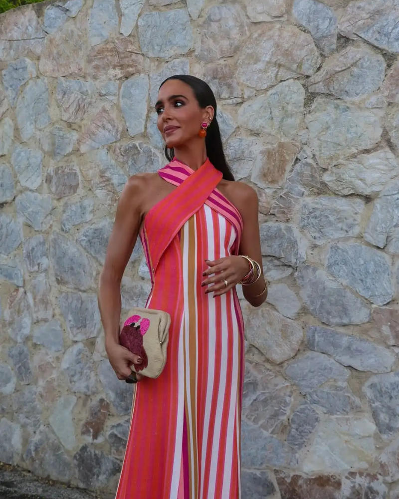 ISANNA | HALTER CROSS-NECK DRESS