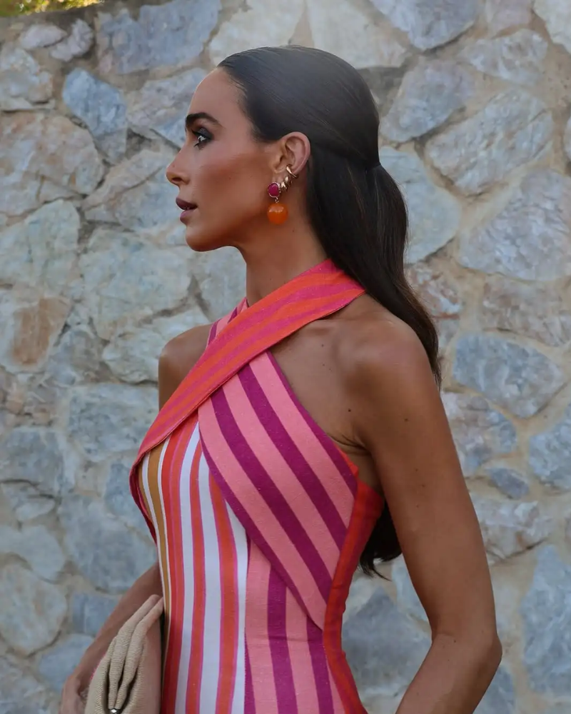 ISANNA | HALTER CROSS-NECK DRESS