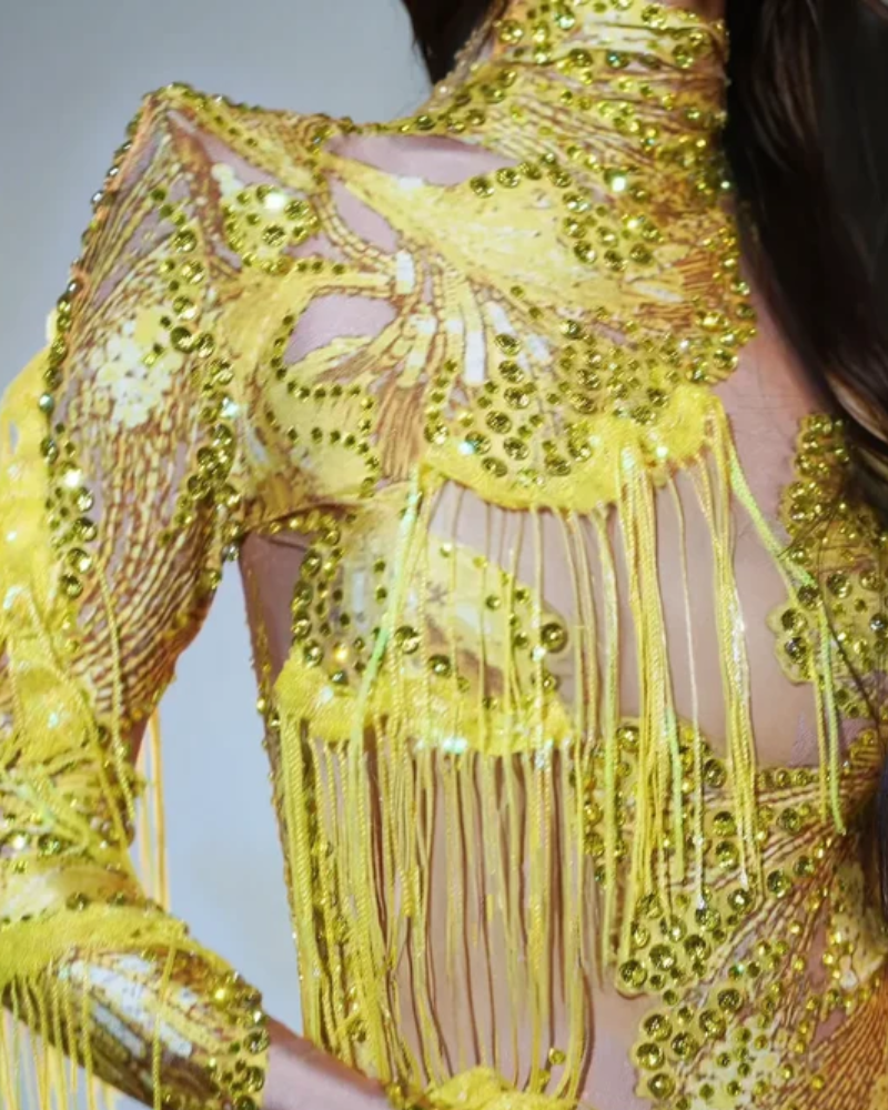 AZURÉA | BODY À FRANGES EN STRASS