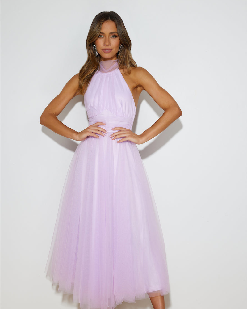 LOVENAIRE | TULLE HALTER DRESS