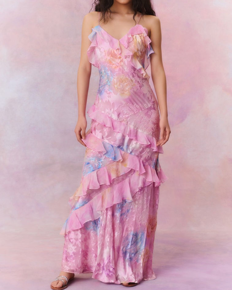 ISALORA | CASCADING RUFFLE DRESS