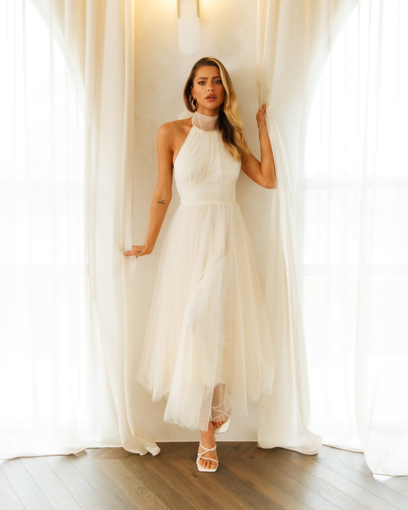 LOVENAIRE | TULLE HALTER DRESS
